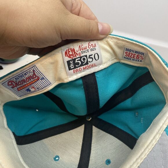 Vtg Florida Marlins New Era Fitted Hat Sz 6 5/8 Teal 59FIFTY MLB Wool USA - Picture 9 of 10